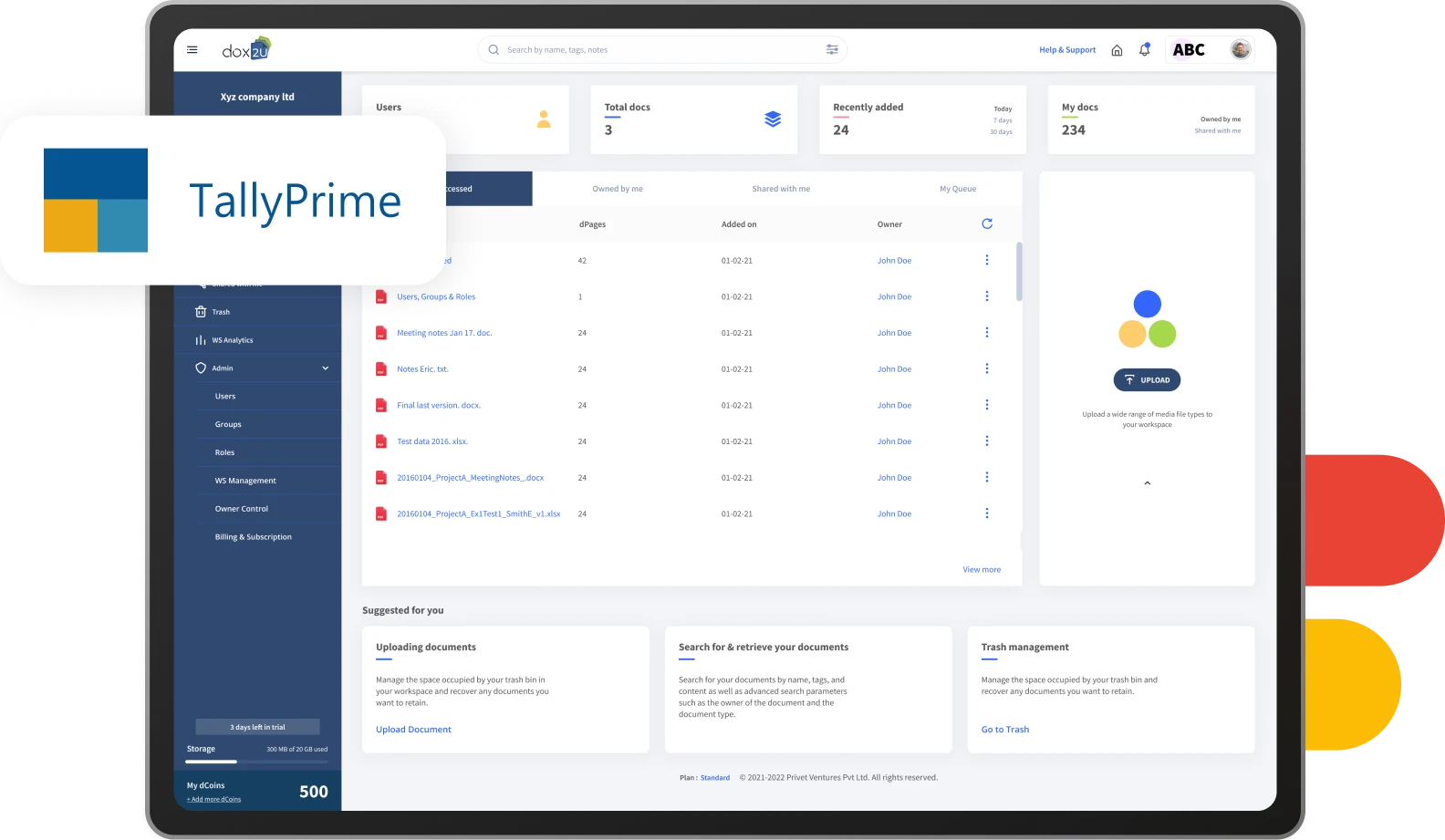 Tally compatibility badge featuring the TallyPrime logo with a checkmark, indicating seamless plugin integration