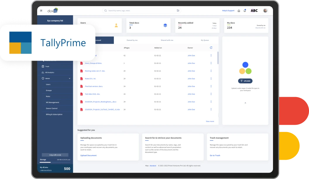Tally compatibility badge featuring the TallyPrime logo with a checkmark, indicating seamless plugin integration